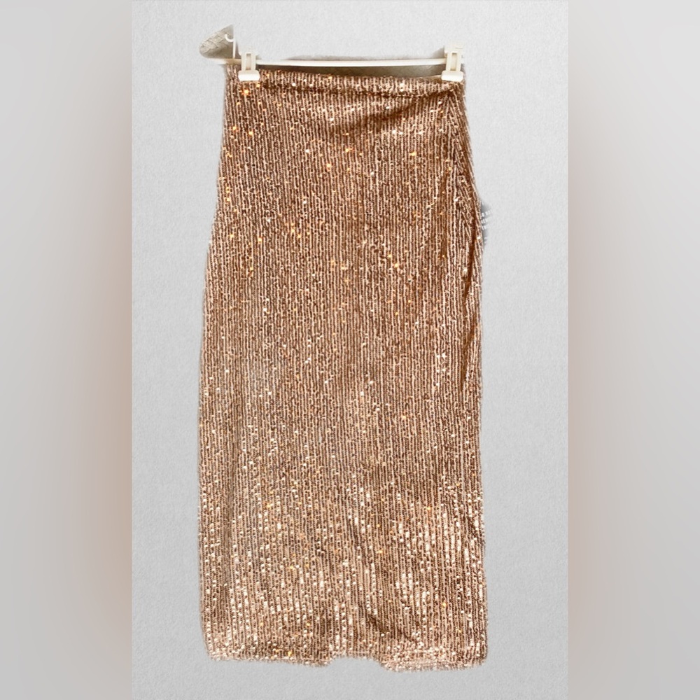NWT Express Champagne Sequin Midi Skirt